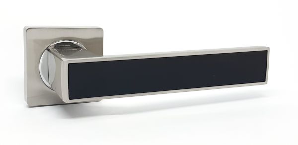 Ручка на квадратнiй основi серiя r08, 08 - 810, SN/CP-BLACK | САТИН/ХРОМ ЧОРНА ВСТАВКА, 7791