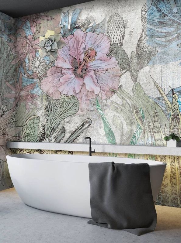 Фотошпалери: Квіти для ванної кімнати, 3DF-20250425-68