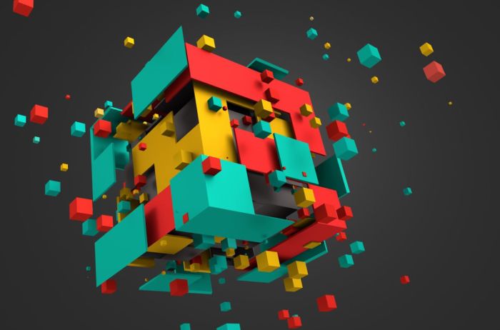 3D Фотошпалери, Куби та фігури різного розміру, aa28112024012