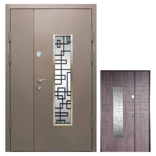 Двері вхідні, Тип-4 ВУЛИЦЯ, метал RAL N291 K18 / Горіх Темний 143 Вінорит KALE 1200 L RAL N291 K18, 127770