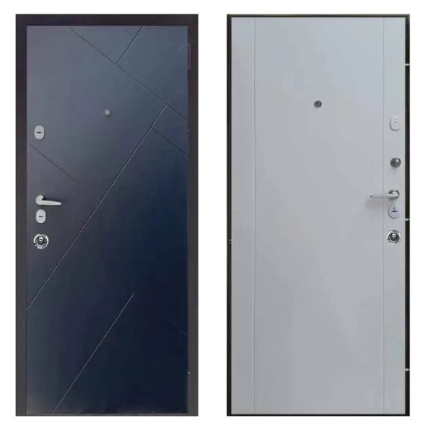 Двері вхідні, Тип-13 КВАРТИРА, Графіт 157 / Супермат Білий 150 960 R RAL 9005, 133945
