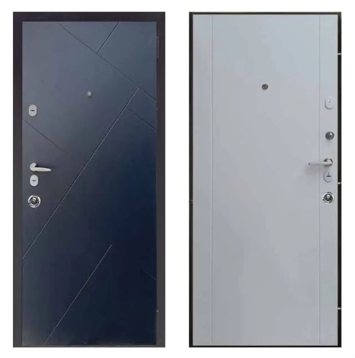 Двері вхідні, Тип-13 КВАРТИРА, Графіт 157 / Супермат Білий 150 960 R RAL 9005, 133945