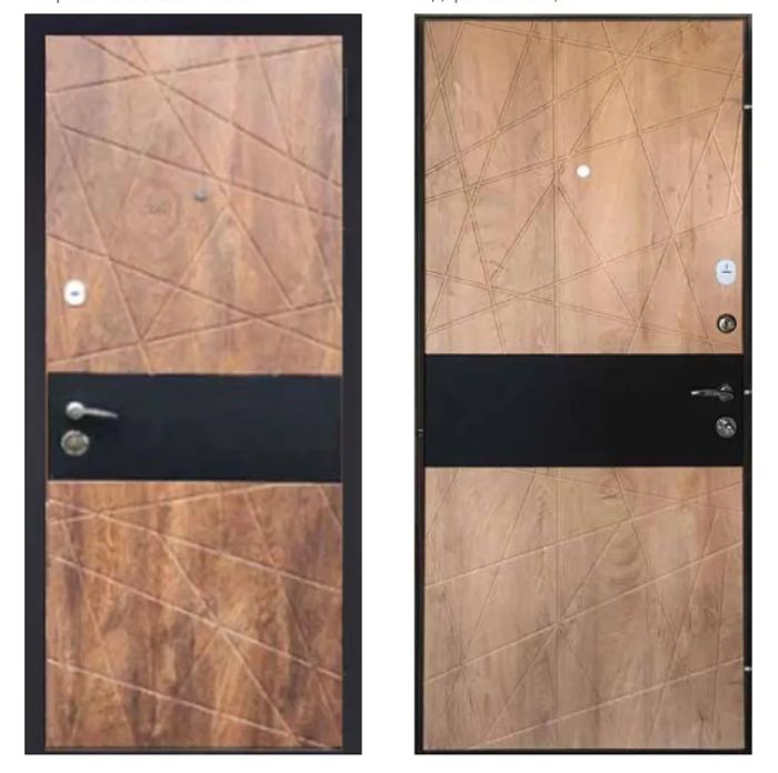 Двері вхідні, Тип-2 КВАРТИРА, Спил дерева Коньячний Софт Чорний / Спил дерев Медовий 604 860 L RAL 9005 NEW, 136100