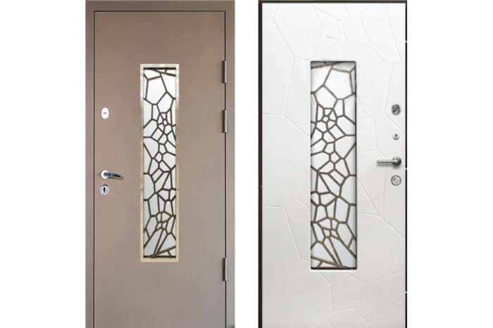 Двері вхідні, Тип-4 ВУЛИЦЯ, метал  RAL N291 / Біле Дерево 142 Вінорит 960 R Коричневий короб RAL N291 K19 NEW, 138354