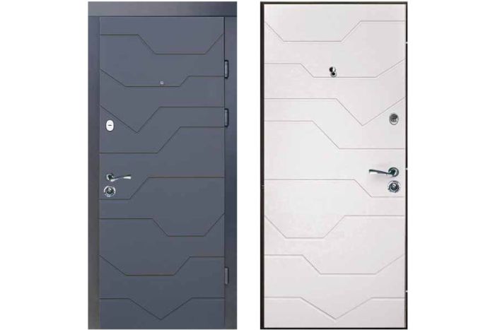 Двері вхідні, Тип-2 КВАРТИРА, Елегантн. Сірий софт-тач / Супермат Білий 166 KALE 860 R RAL 9005 NEW, 138365