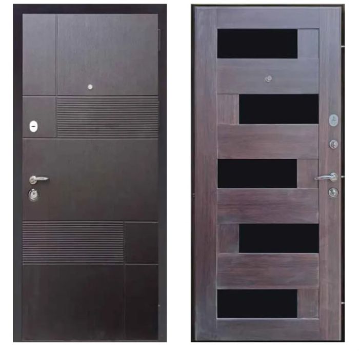 Двері вхідні, Тип-3 КВАРТИРА, Венге Південний 121 / Горіх морений Темний 606 Пиана BLK 960 L RAL 9005 NEW, 138435