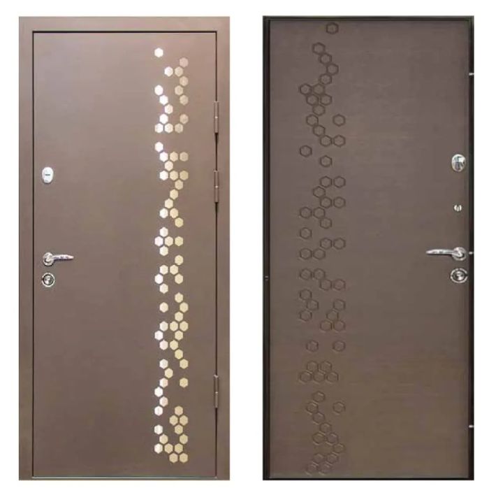 Двері вхідні, Тип-4 ВУЛИЦЯ, метал RAL R017 Орнамент №1 / Венге горизонт Темний 167 Орнамент №1 960 L RAL R017 NEW, 138865