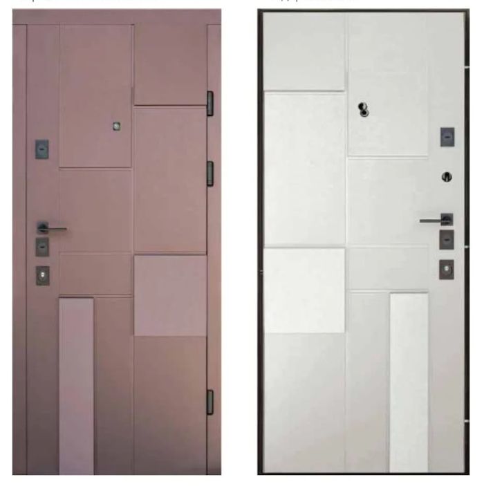 Двері вхідні, Тип-13 КВАРТИРА, Бронзовий браш / Вершковий браш 625 860 L RAL 9005, 139056