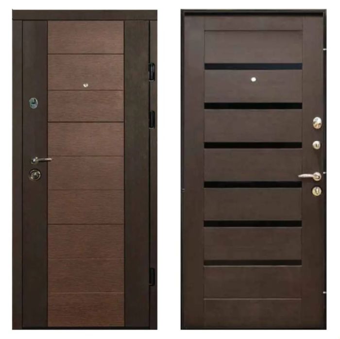 Двері вхідні, Тип-3 КВАРТИРА, Венге магія 600 / Венге Південний 608 860 L Ліннея BLK RAL 9005 NEW, 139785