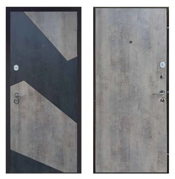 Двері вхідні, Тип-2 КВАРТИРА, Бетон Темний 629.1 / Бетон Cвітлий 629 KALE 860 R RAL 9005 NEW, 141376
