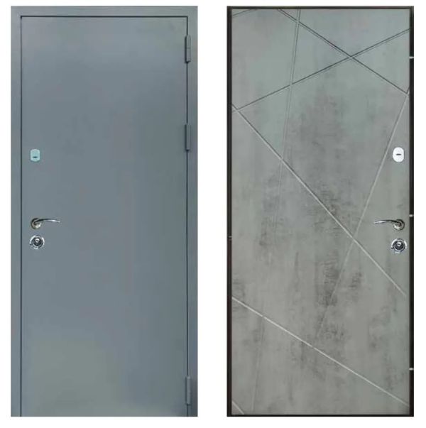 Двері вхідні, Тип-9.2 ВУЛИЦЯ, метал RAL 7024/Бетон Темний 100 960 R RAL 7024 Сірий короб, 142959