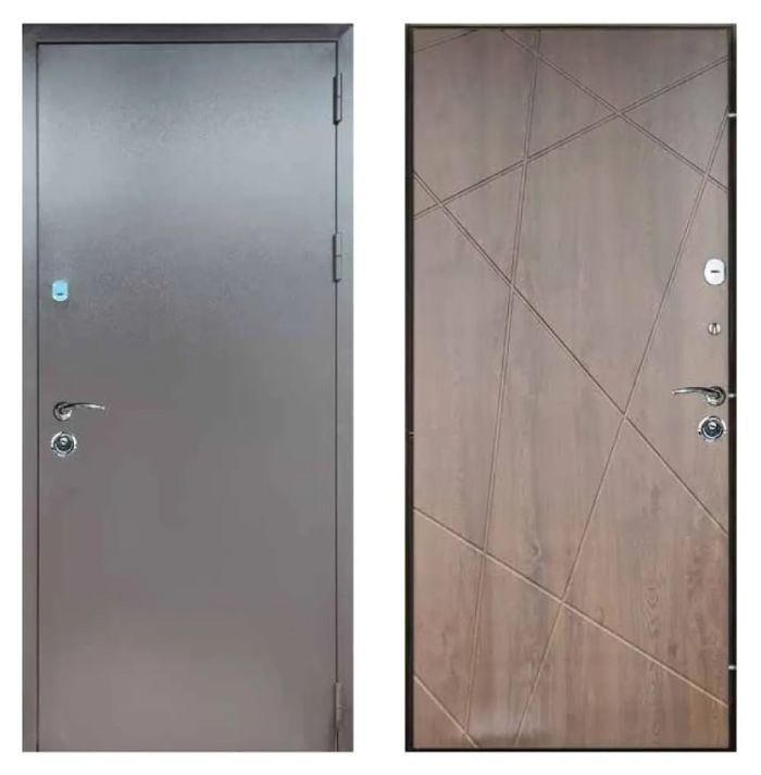 Двері вхідні, Тип-9.2 ВУЛИЦЯ, метал RAL 8019 / Дуб Бронзовий 100 Вінорит 860 L RAL 8019 Коричневий короб, 142960