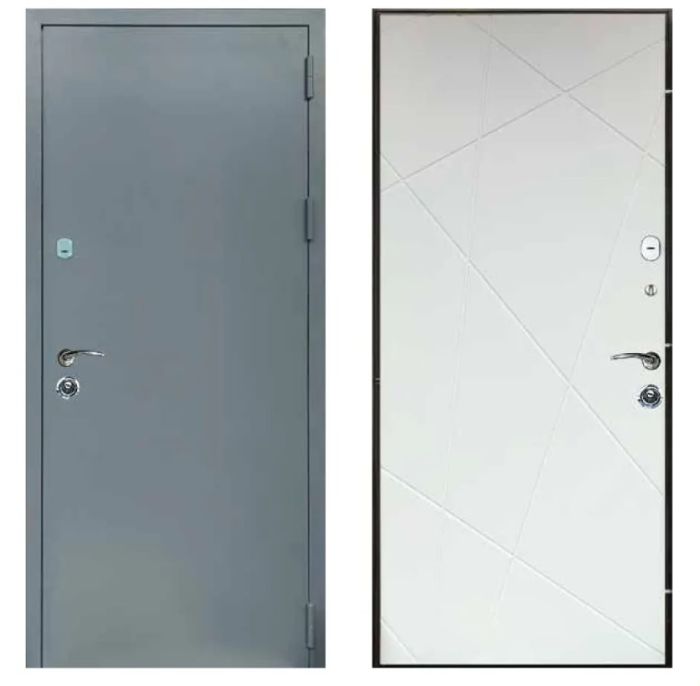 Двері вхідні, Тип-9.2 ВУЛИЦЯ, RAL 7024 / Біле Дерево 100 Вінорит 960 R RAL 7024 Сірий короб, 142967