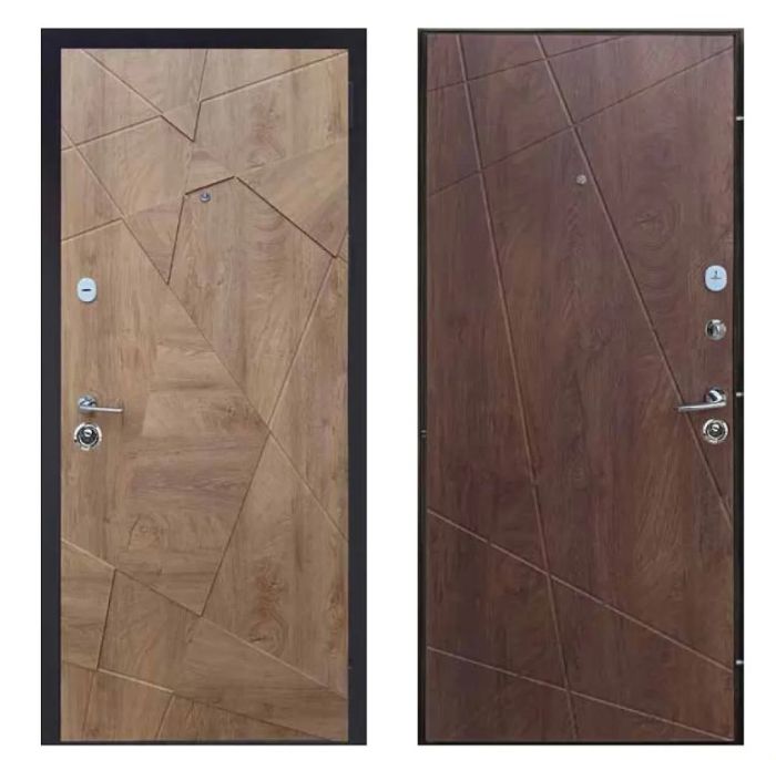 Двері вхідні, Тип-2 КВАРТИРА, Спил дерева Медовий / Спил дерева Коньячний 619 860 L RAL 9005 NEW, 145771
