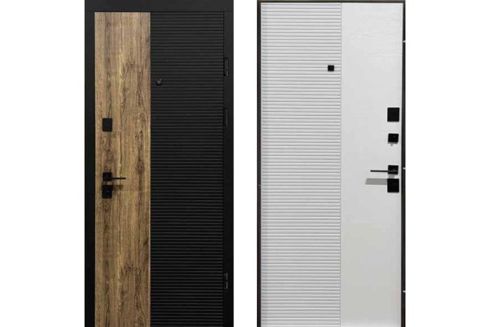 Двері вхідні, Тип-2 КВАРТИРА, Дуб темний орион / софт Чорний / Супермат Білий 634 KALE Чорна Фурнітура 860 R NEW, 145774