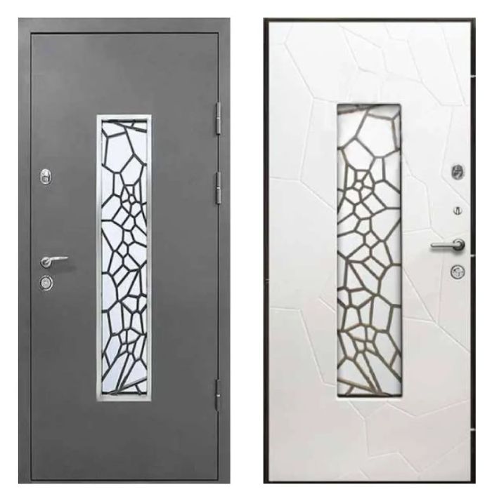 Двері вхідні, Тип-4 ВУЛИЦЯ, метал RAL R021 / Біле Дерево 142 Вінорит 960 R Сірий короб RAL R021 K19  NEW, 146456