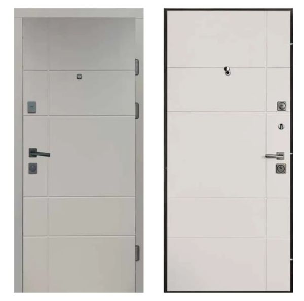 Двері вхідні, Тип-12.2 КВАРТИРА, Антрацит 146 / Супермат Білий 146 Чорна Фурнітура 860 R, 147184