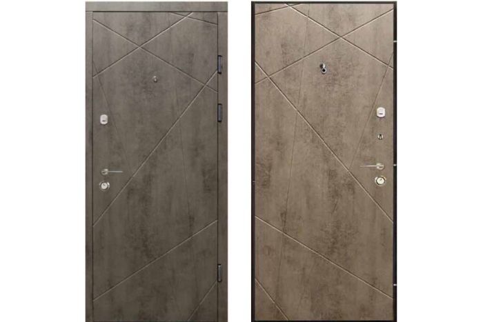 Двері вхідні, Тип-2 КВАРТИРА, Бетон темно сірий 100 / Бетон світло сірий 102 KALE 860 R RAL 9005 NEW, 152557