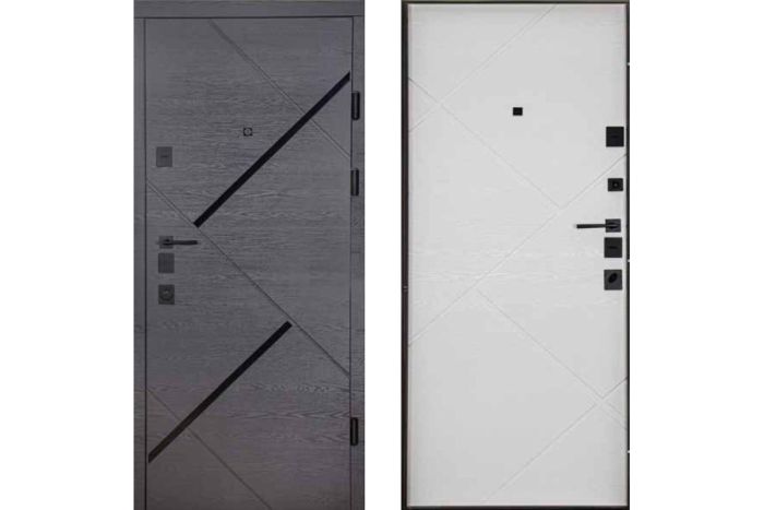 Двері вхідні, Тип-3 КВАРТИРА, Титан горизонт 520.1 / Шелл горизонт 194 Чорна Фурнітура 960 L RAL 9005 NEW, 152578