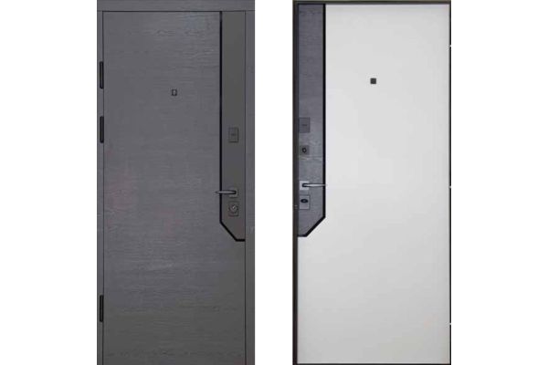 Двері вхідні, Тип-2 КВАРТИРА, Титан горизонт / Шелл горизонт 641.1 Чорна Фурнітура 960 R NEW, 152583