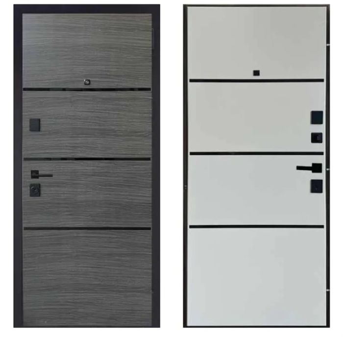 Двері вхідні, Тип-2 КВАРТИРА, Венге горизонт Сірий 288 / Шелл горизонт 528.1 Чорна Фурнітура 860 R NEW, 152594