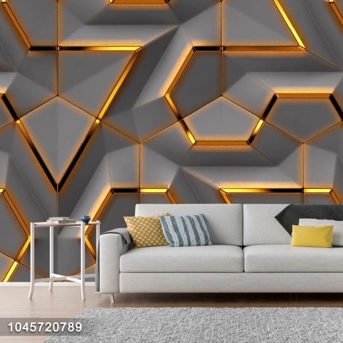 Фотошпалери: 3D фігури з золотими жилками, 1045720789